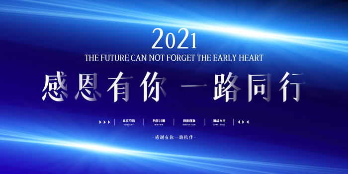 感恩有你一路同行2021年会展板图片