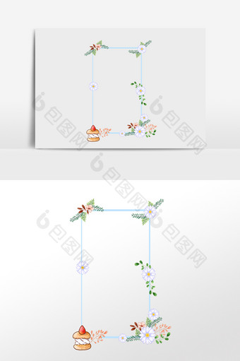 小清新绿色花边框图片