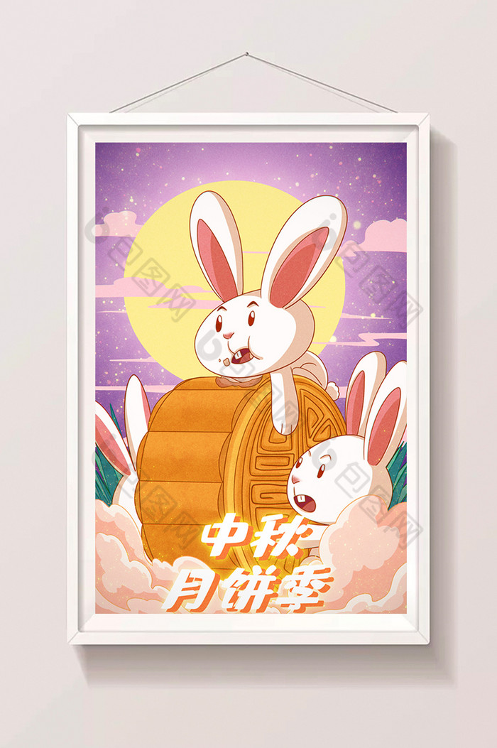 萌趣中秋节玉兔插画图片图片