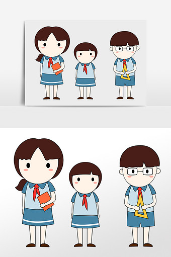 卡通少先队员三好学生