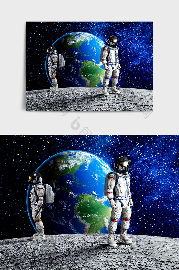C4D太空宇航员IP地球背景效果图