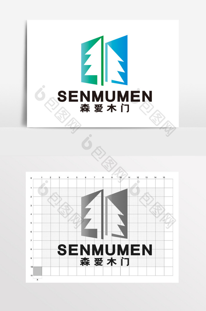 森林树木家居家具木门LOGO标志VI