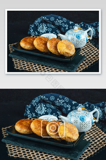 油酥饼茶壶摄影图图片