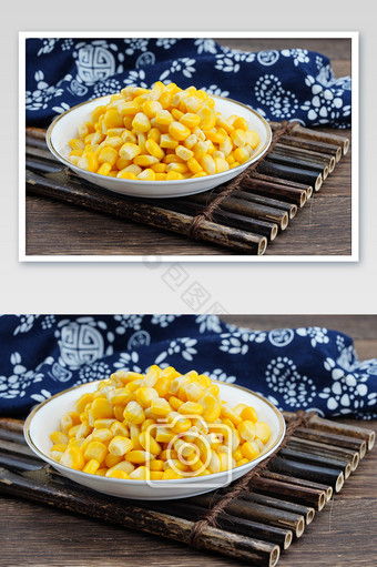 盘子里的黄色玉米粒图片