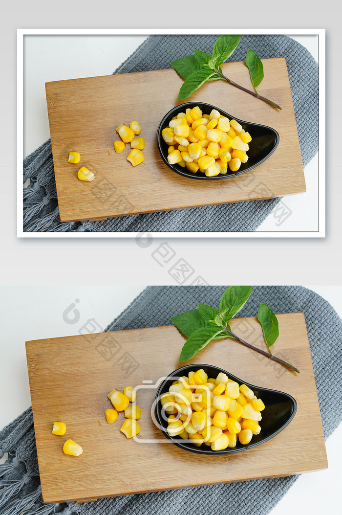 案板上的玉米粒摄影图
