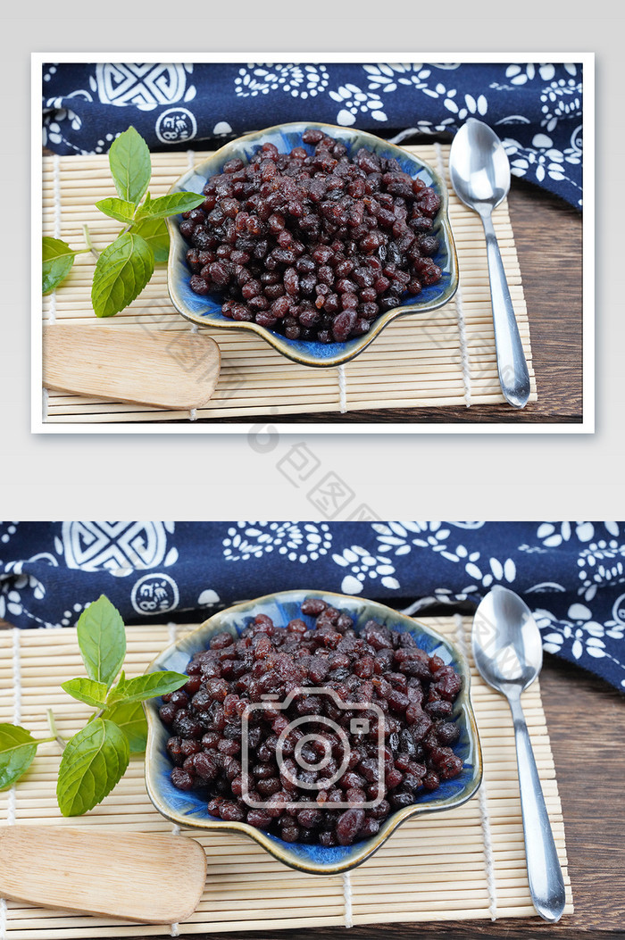 红豆馅和勺子摄影图图片图片