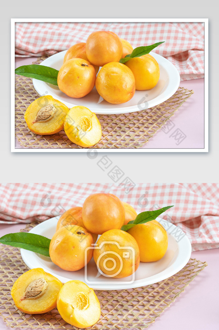 盘子里的黄桃果实图片图片