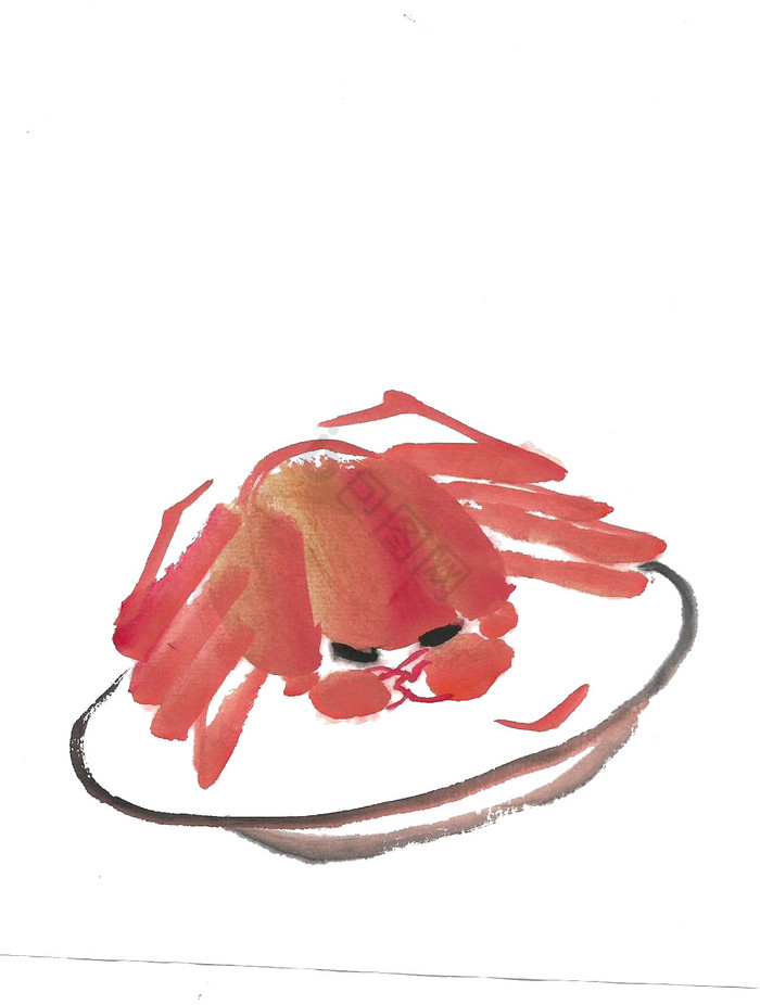 水墨画海鲜螃蟹河蟹图片