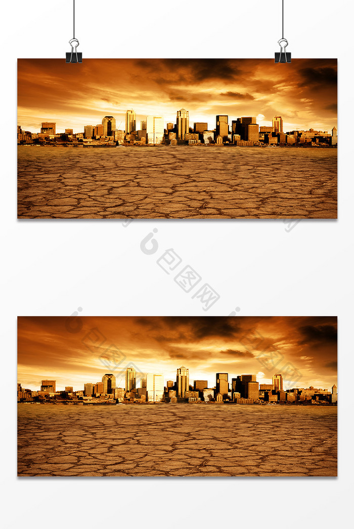 黄色城市干旱沙漠世界末日背景