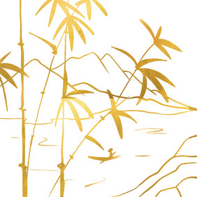 金色山水竹林富贵竹