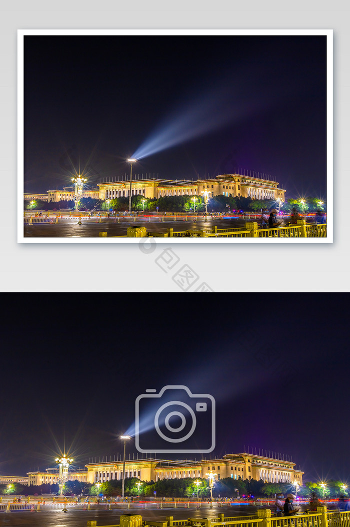北京的大气人民大会堂夜景摄影图片