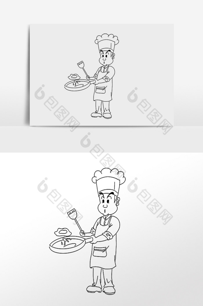 线描餐饮厨师图片