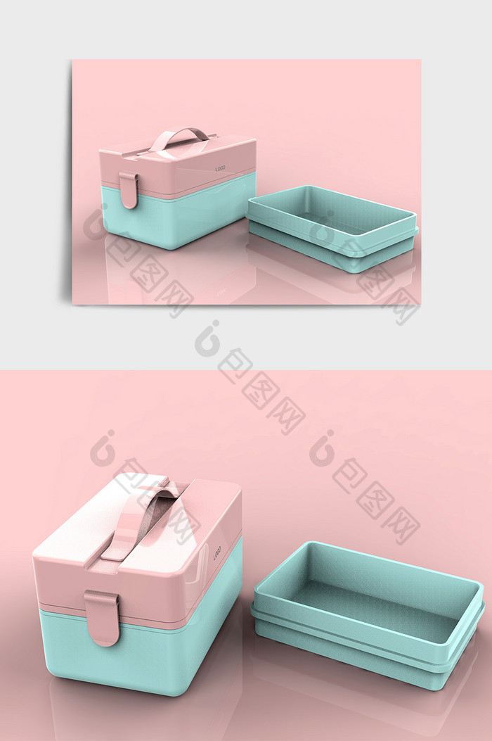 小清新女性化饭盒C4D模型