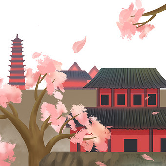 寺庙古塔古寺佛教小动画动图gif