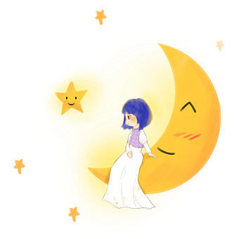 月亮女孩星星小动画动图gif