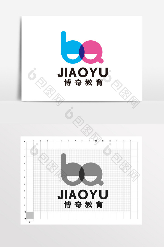 笑脸教育在线辅导BQ字母LOGO标志VI