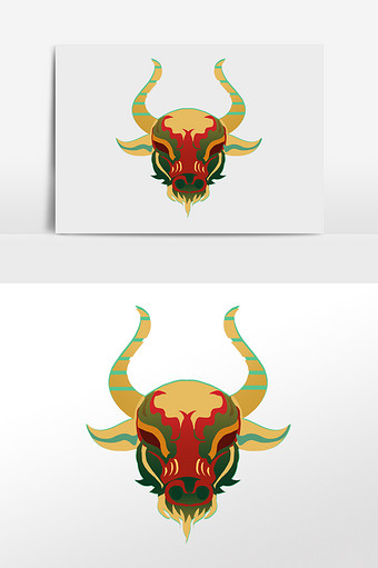 民族花纹纹理牛头图腾