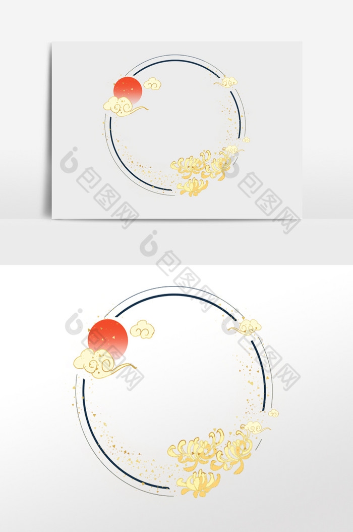 重阳节菊花日落边框图片图片