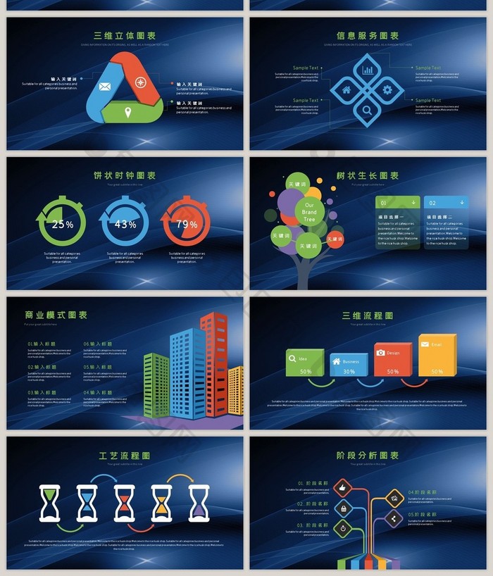 创意文化公司树状图表合集PPT模板