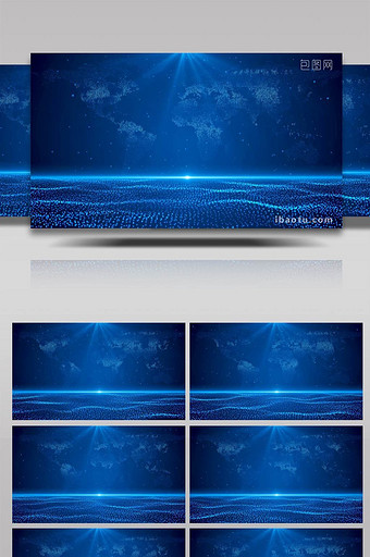4K大气蓝色粒子波浪舞台演出背景图片
