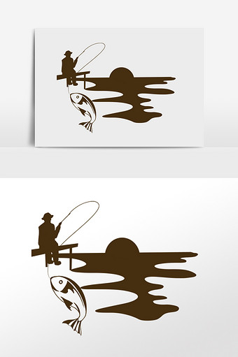 捕鱼钓鱼垂钓剪影