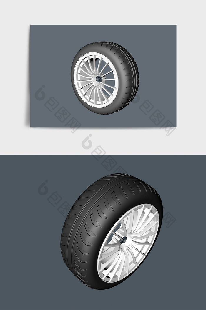 高端汽车轮胎C4D模型