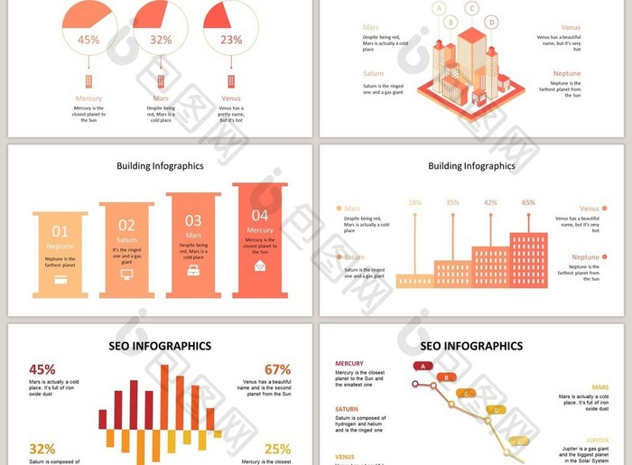 橙色商务通用40页PPT图表合集