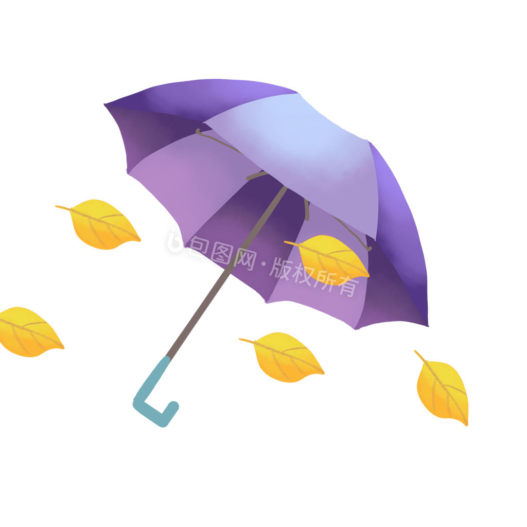 秋天飘落树叶雨伞小动画动图GIF图片
