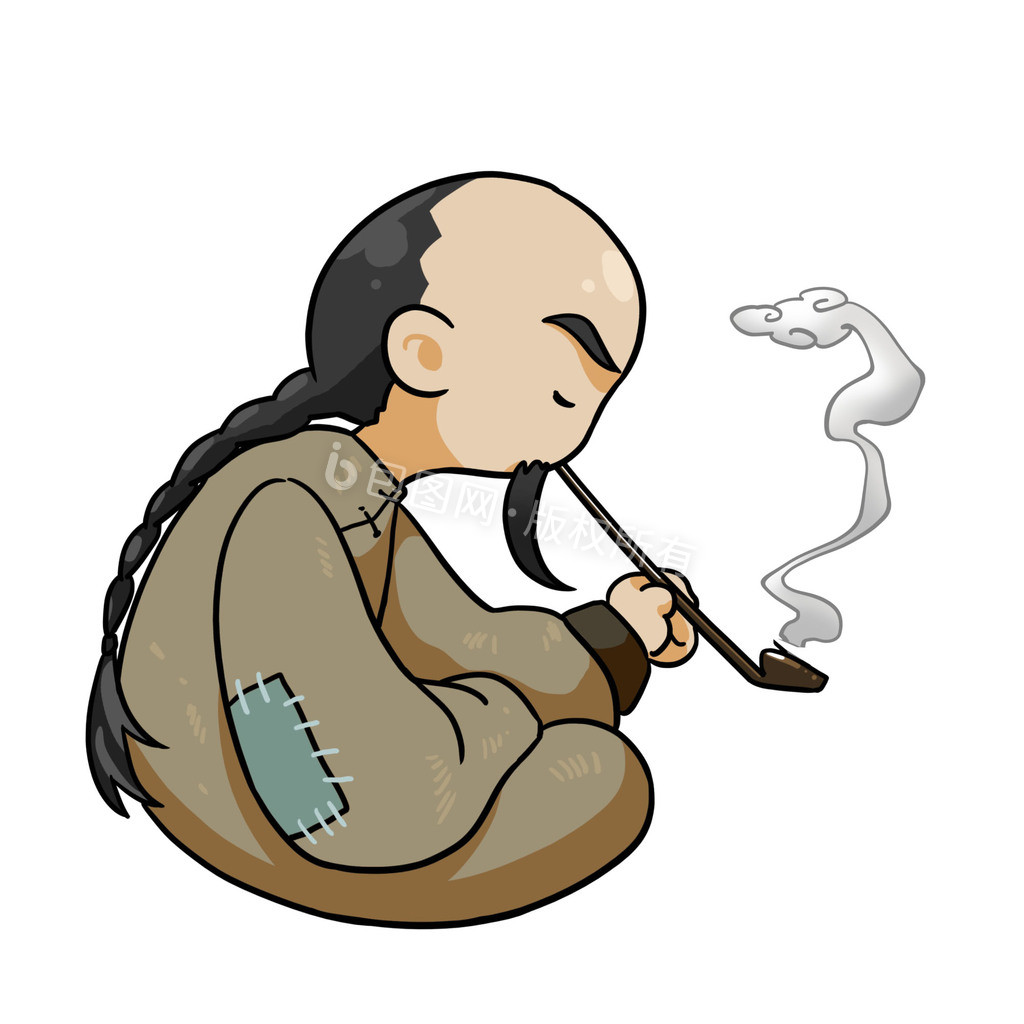 古代清朝抽大烟男人小动画动图GIF图片