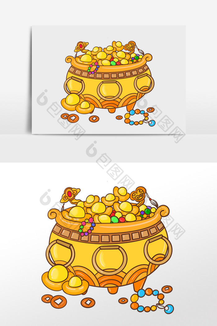 金色聚宝盆金银财宝