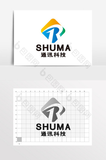 通讯科技字母R电商LOGO标志VI图片