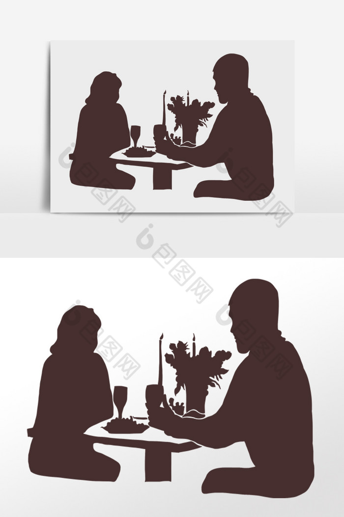 餐厅吃饭情侣剪影图片图片