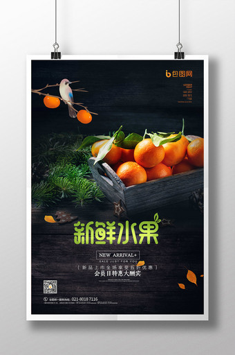 品质黑水果橙子橘子新鲜水果海报图片