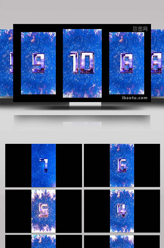 竖版大气震撼蓝色粒子10秒倒计时AE模板图片