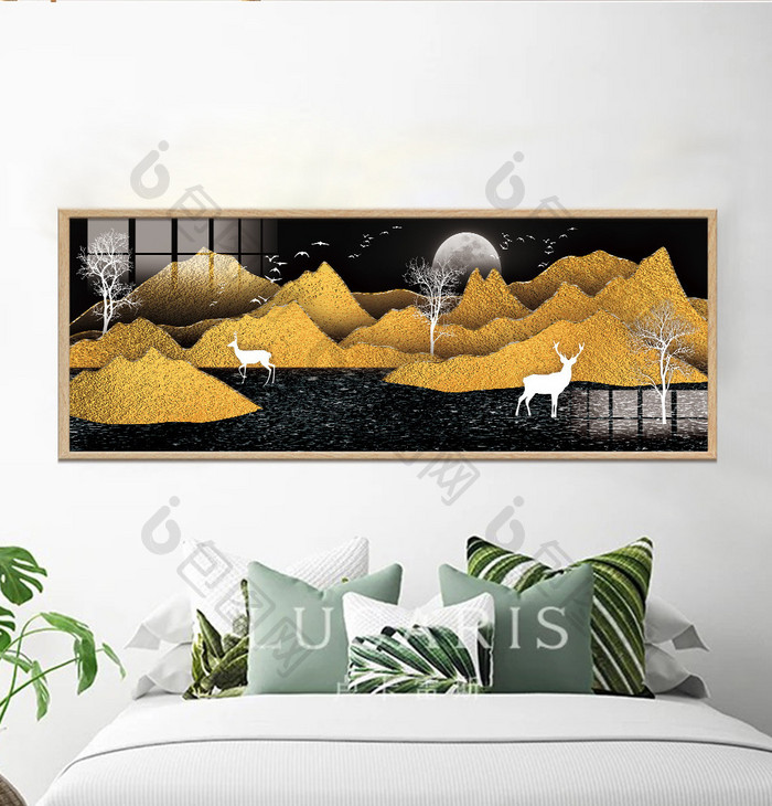 新中式金色质感山水装饰画