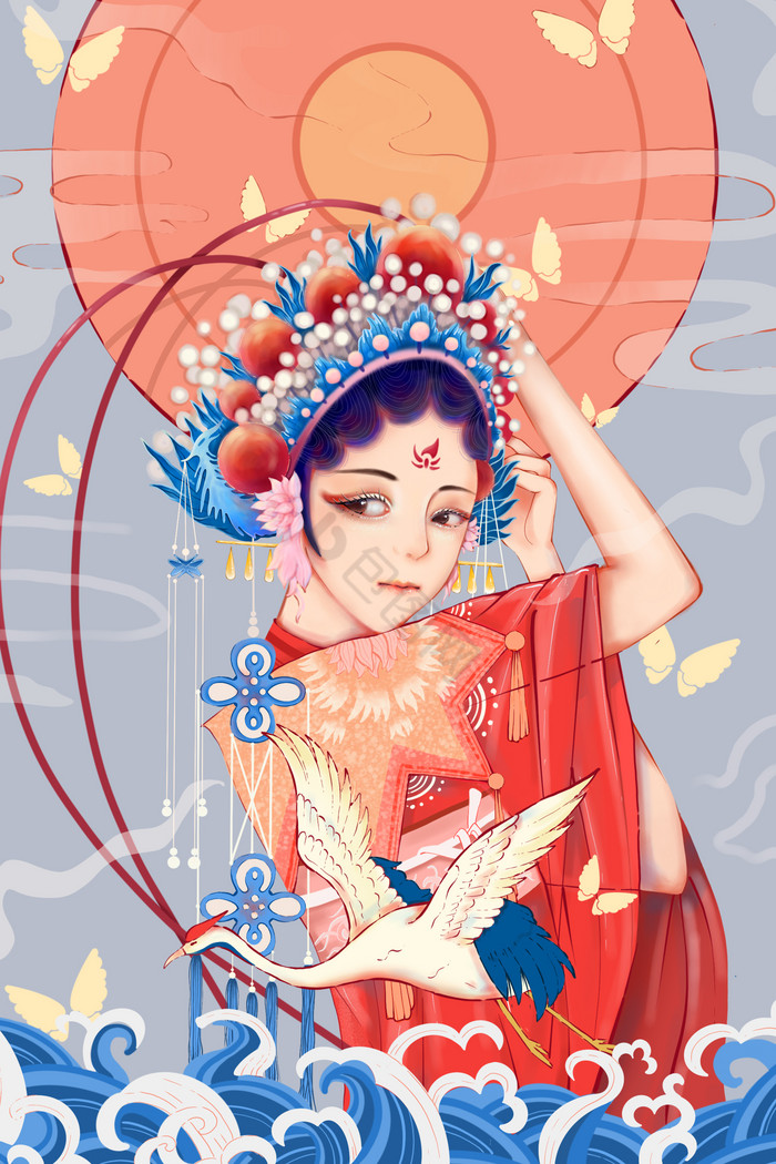 京剧花旦美女插画图片