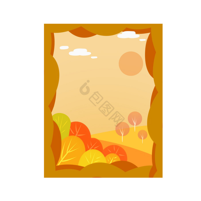秋天金秋树叶装饰边框图片