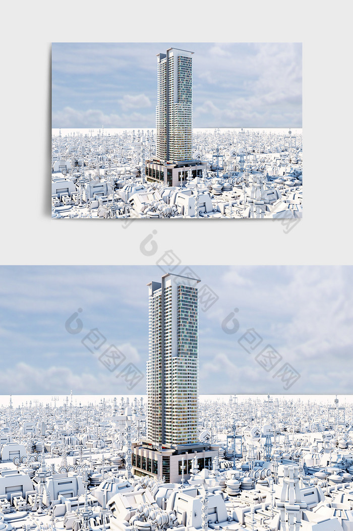 C4D高端摩天大楼城市集群建筑场景效果图图片图片