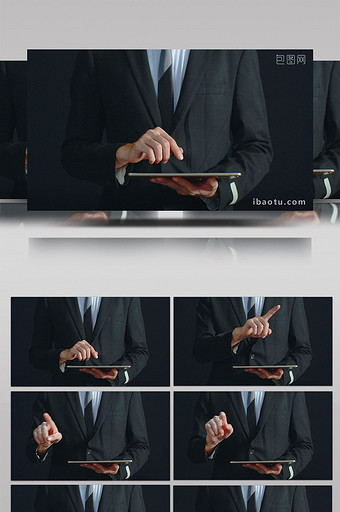 商务西装男气质平板特效画面手指滑动实拍图片