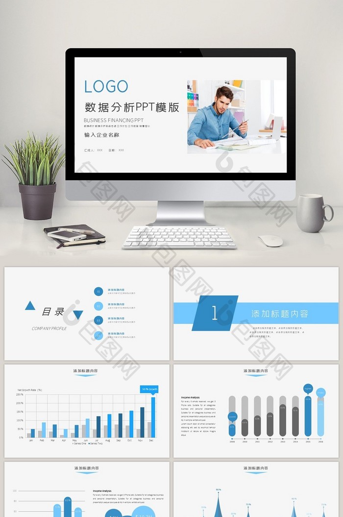 数据分析统计图表PPT模板