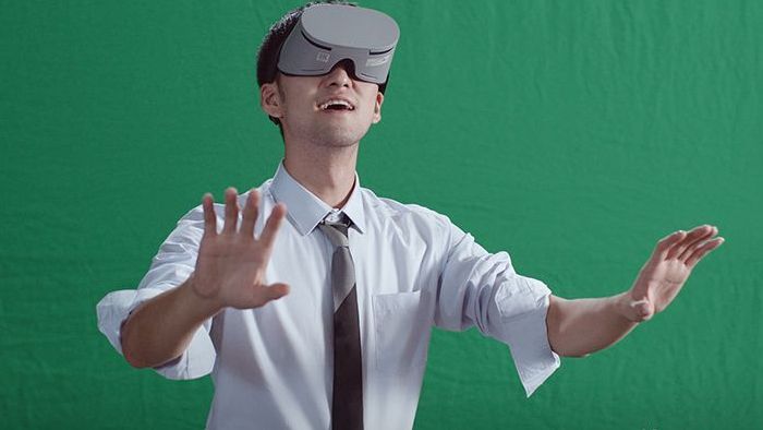 商务衬衫领带男VR特效画面绿幕实拍