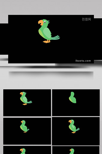 扁平画风自带缩放小动效可爱小鹦鹉MG动画图片