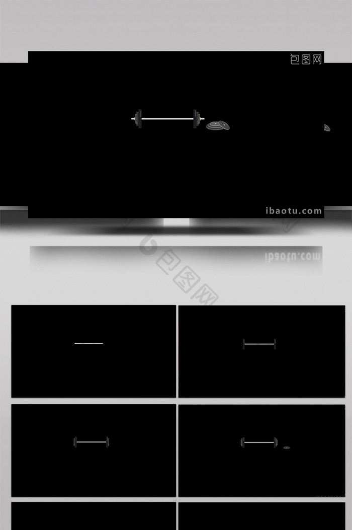 扁平风健身器材杠铃小动效MG动画