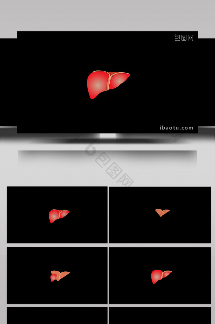扁平风身体部位肝脏小动效MG动画