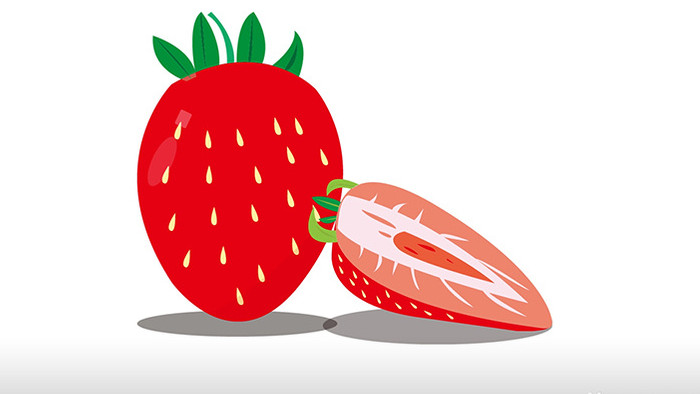 扁平风水果可爱草莓小动效MG动画