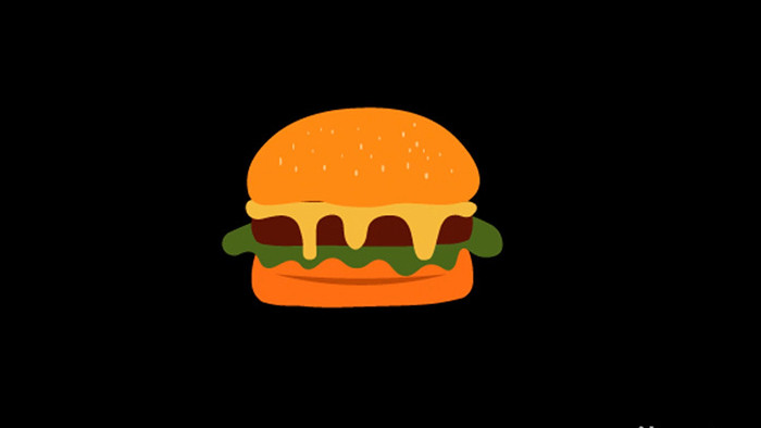 扁平风插画类食物类汉堡小动效MG动画