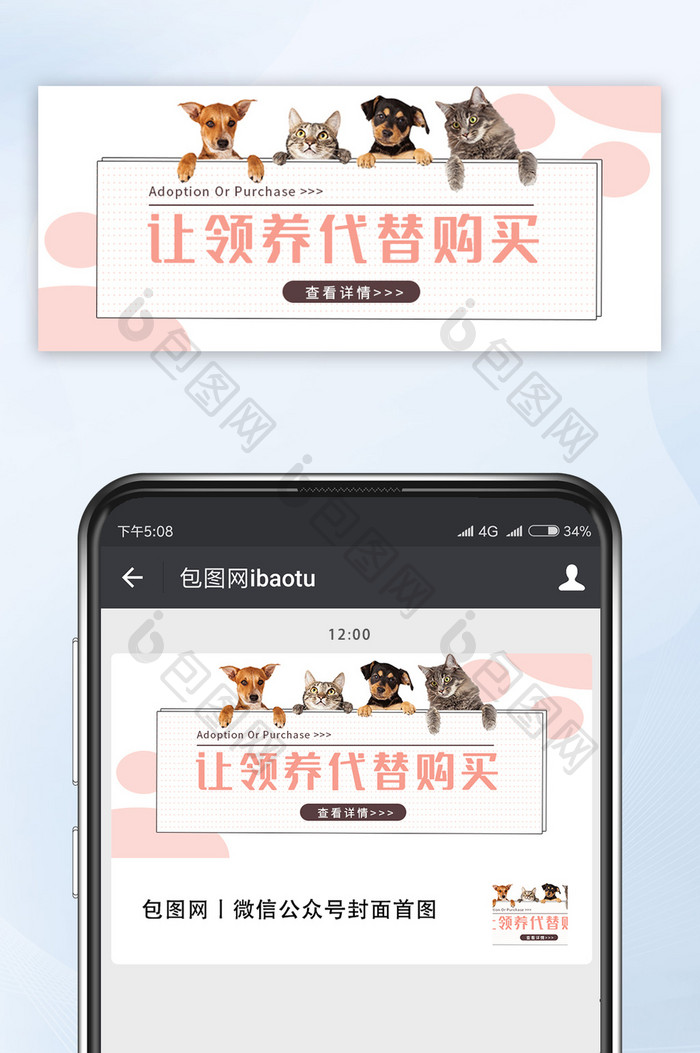 可爱简约领养宠物微信公众号首图