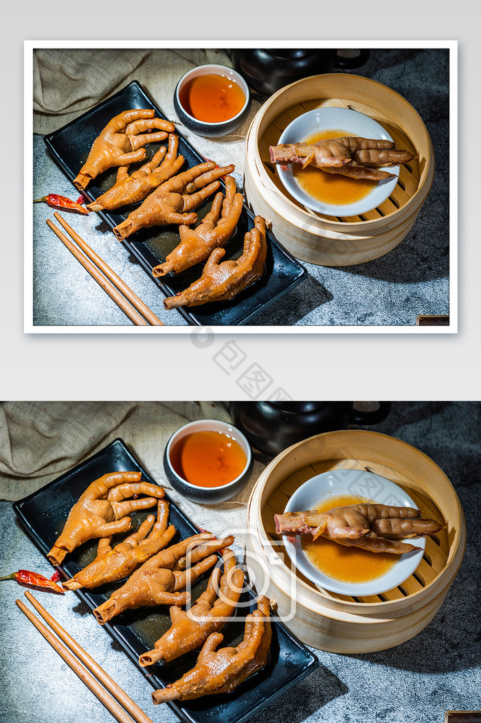 蒸笼里的豉汁凤爪美食图片图片