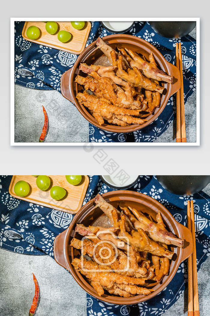 砂锅里的豉汁鸡爪图片图片