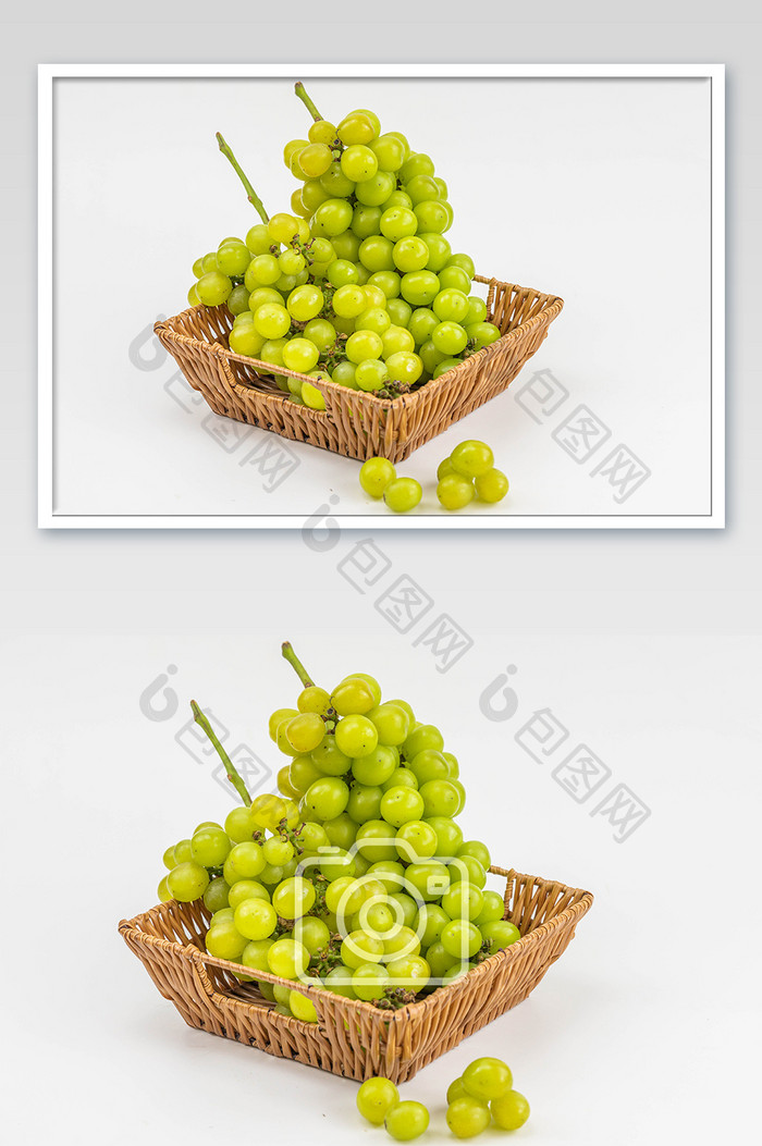 编织筐里的绿色葡萄